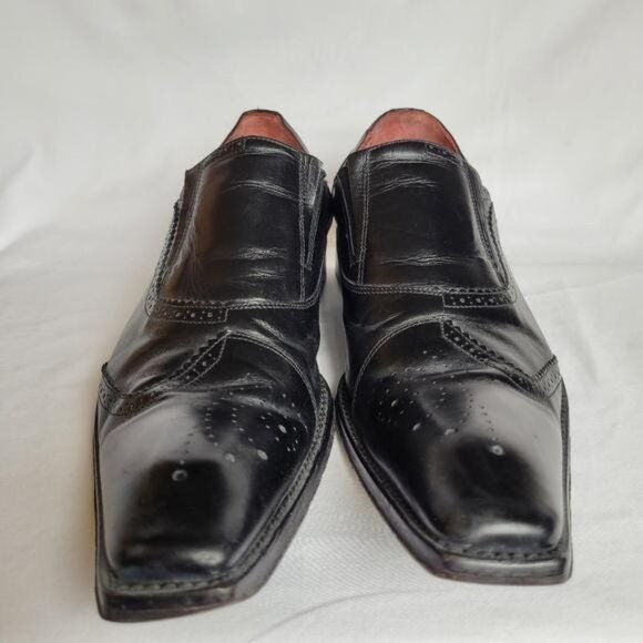 Jo Ghost Black Leather Slip On Brogues Wing Tip Handmade in Italy Size 40 - Picture 6 of 9